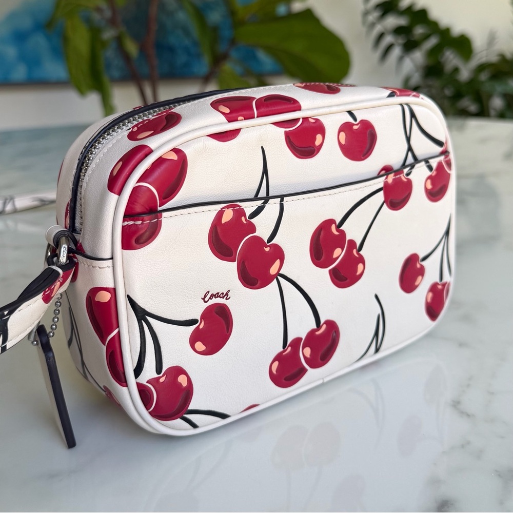 Coach Mini Jamie Camera Bag With Cherry Print Crossbody Chalk Leather CAB04 - Picture 14 of 16